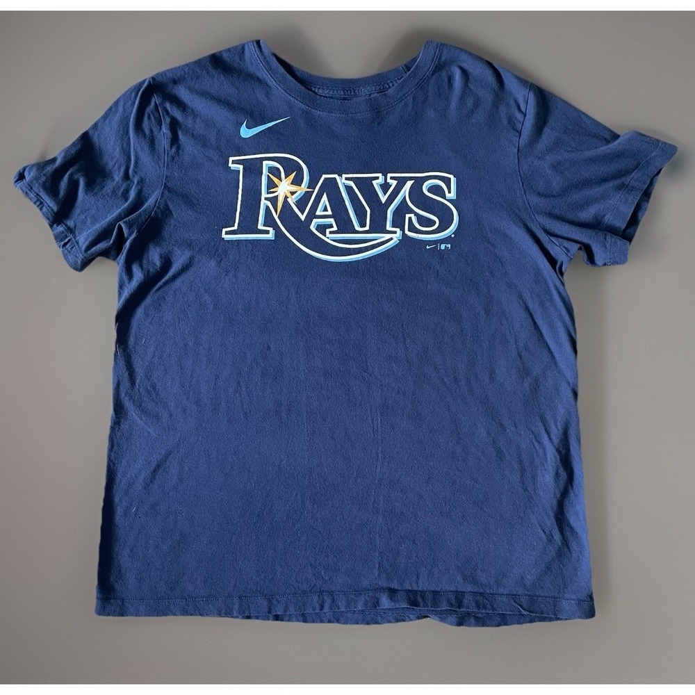 Tampa Bay Rays Nike Tee Short Sleeve T-shirt Blue Logo Baseball MLB Large JBHS